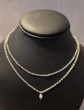 Beautiful Loren Conrad Silvertone Necklace With A Small Faux Opal Tearpdrop